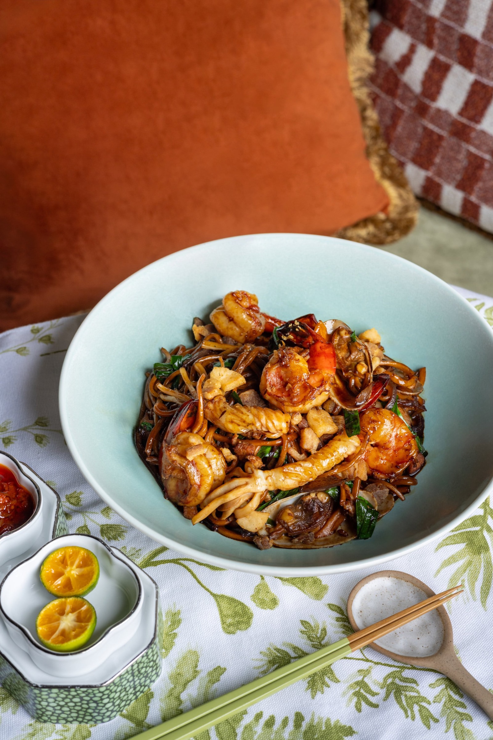 A bowl of seafood noodles photographed in Quanzhou